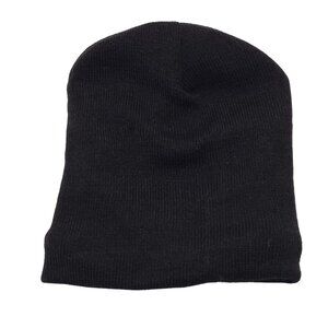 Black Knit Beanie One Size Fits Fleece Lined Warm Winter Hat